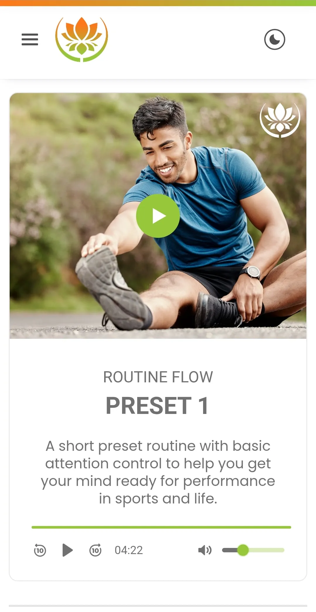 A routine flow called Preset 1, a short preset routine with a four-minute audio track.